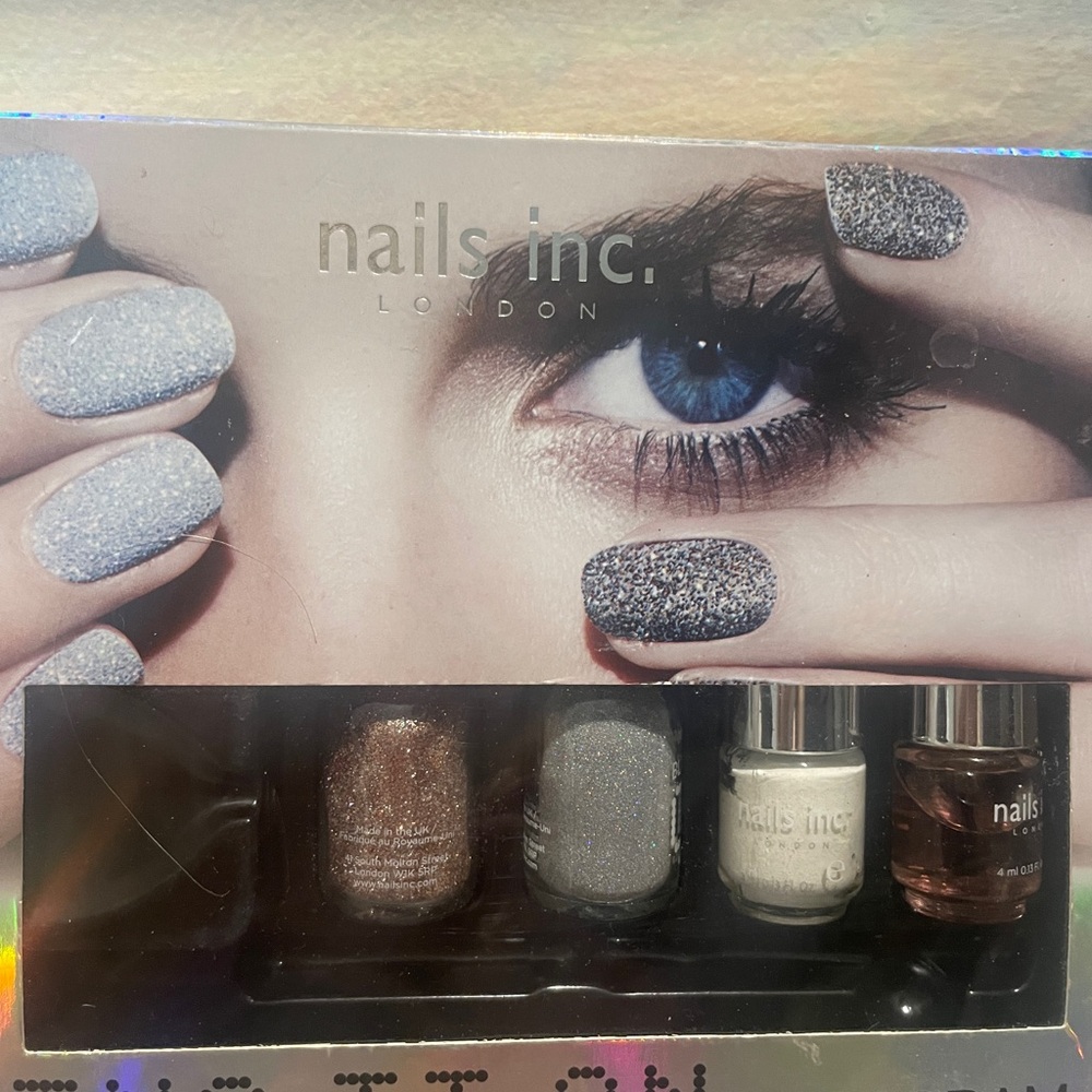 NWOT Nails Inc. Glitter Nail Polish Trio - Silver, White, Brown